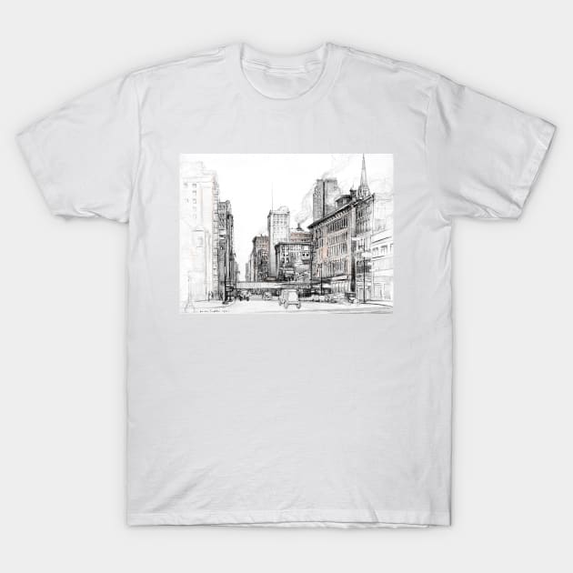 Chicago, North Dearborn Street 1931 Donald Shaw MacLaughlan T-Shirt by rocketshipretro